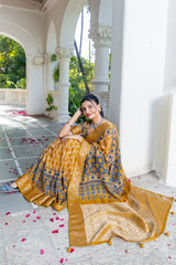By Ajrakh Saree With Festive Wear