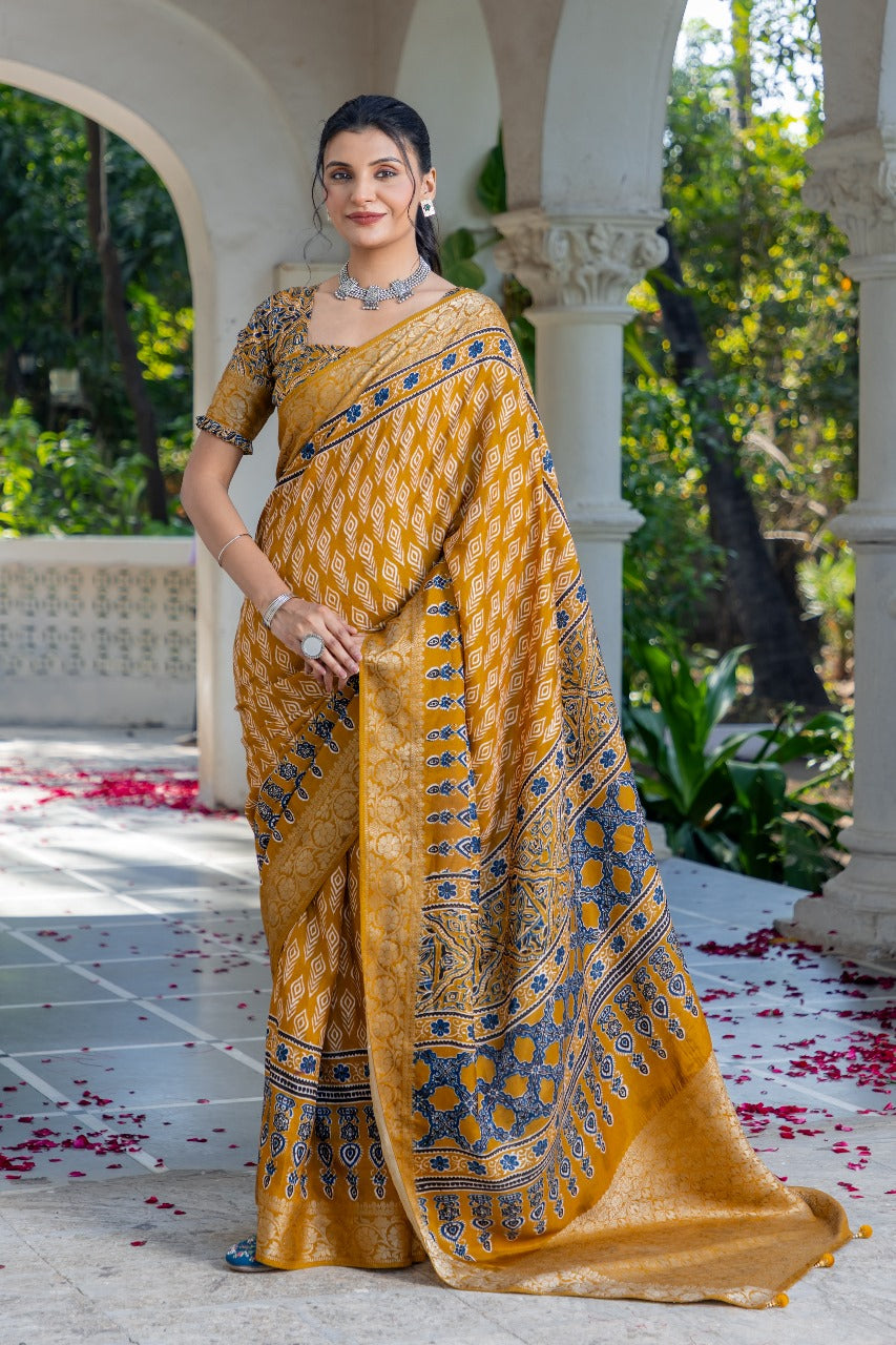 By Ajrakh Saree With Festive Wear