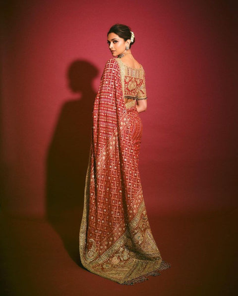 KcPc New Pure Gorgette Bandhani  Style With Kalkata Zardoji Work Saree MOH