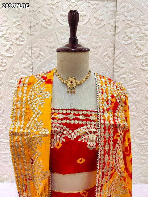 By Bandhani Lehenga With Traditional Wear