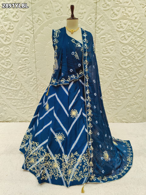 KcPc New Designer Leheriya Style Chinon Lehenga with Intricate Gota Patti Detailing   SSB