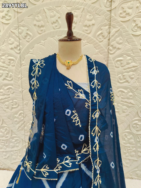 KcPc New Designer Leheriya Style Chinon Lehenga with Intricate Gota Patti Detailing   SSB