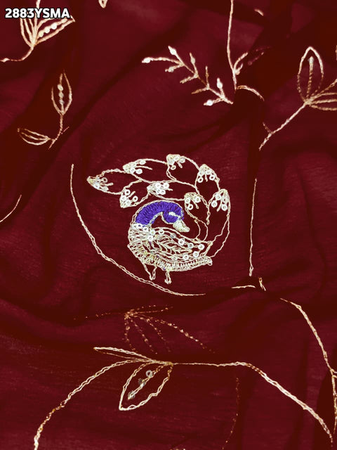 KcPc New Festive Ready Chiffon Saree with Exquisite Aari Tari Handwork  JAY