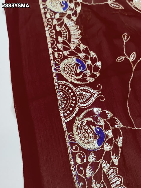 KcPc New Festive Ready Chiffon Saree with Exquisite Aari Tari Handwork  JAY
