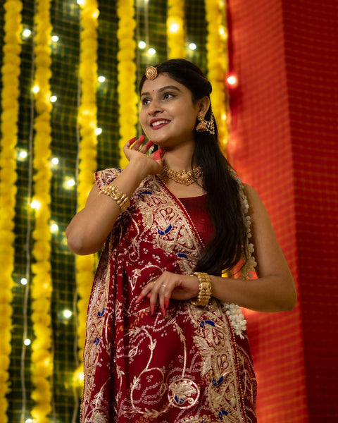 By Bandhani Saree With Wedding Wear