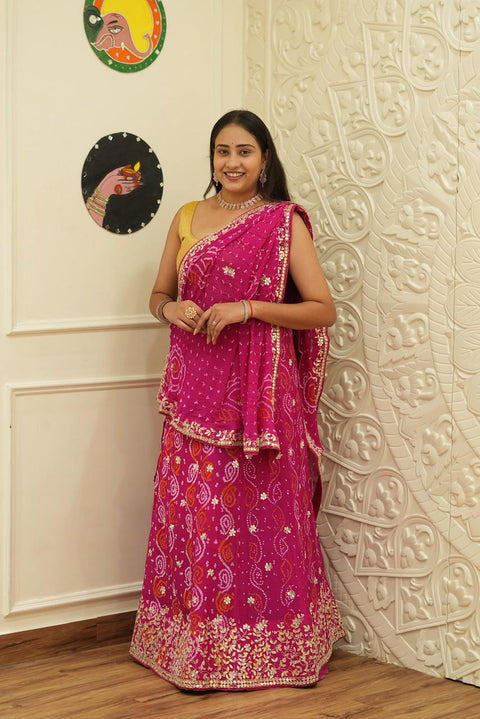 By Bandhani Lehenga With Gotapatti Work 