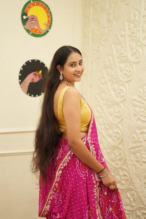 By Bandhani Lehenga With Gotapatti Work 