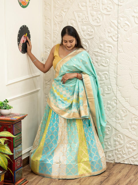 KcPc New Latest Banarasi Dola Silk Lehenga with Exquisite Stone Work MAYU