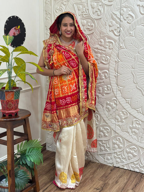 KcPc New Graceful Bandhani Style Gaji Silk Pila Chunri for Traditional Occasions MNL