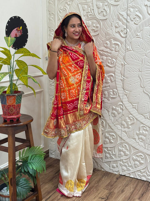 KcPc New Graceful Bandhani Style Gaji Silk Pila Chunri for Traditional Occasions MNL