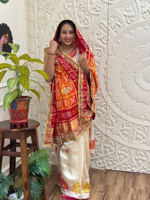 KcPc New Graceful Bandhani Style Gaji Silk Pila Chunri for Traditional Occasions MNL