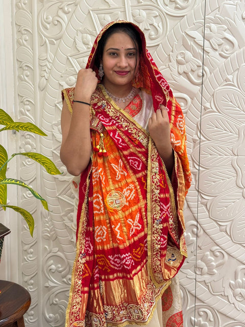 KcPc New Graceful Bandhani Style Gaji Silk Pila Chunri for Traditional Occasions MNL