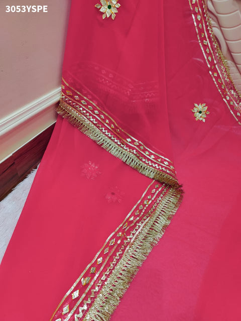 KcPc New Elegant Pure Georgette Kacha Gotapatti Work Saree for Festive Occasions  MHS