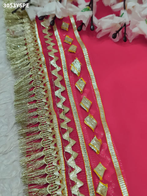 KcPc New Elegant Pure Georgette Kacha Gotapatti Work Saree for Festive Occasions  MHS