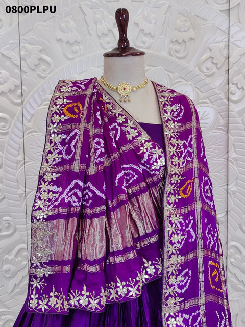 KcPc Pure Gaji silk With Gharchola Dupatta And Gota patti Work Lehenga  BTU