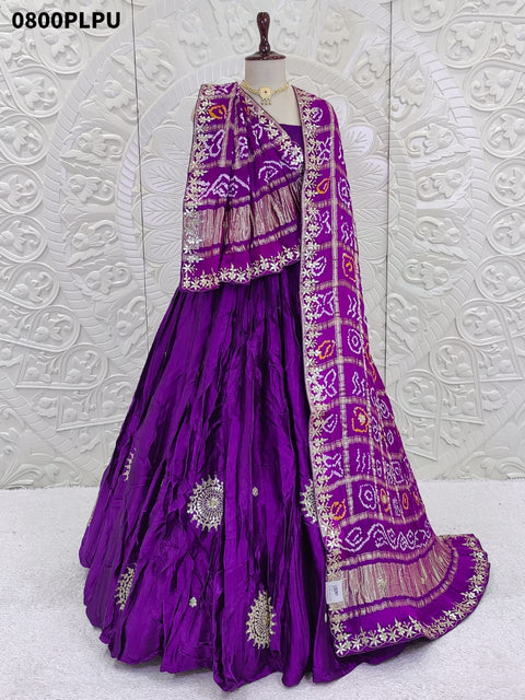 KcPc Pure Gaji silk With Gharchola Dupatta And Gota patti Work Lehenga  BTU