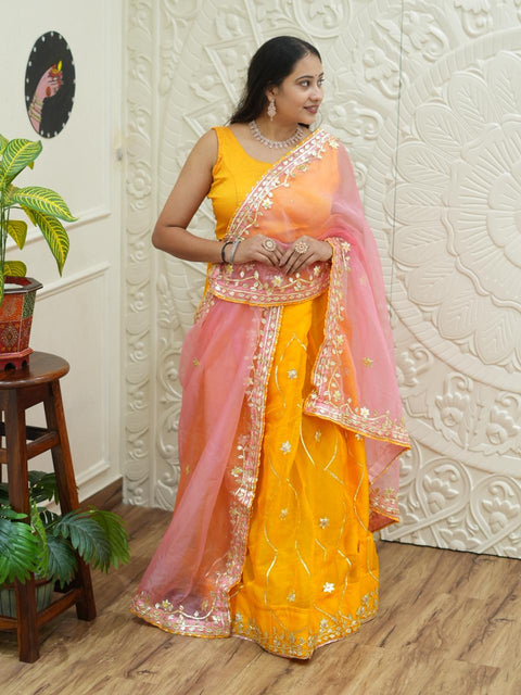 KcPc Pure Organza Bright Colour Beautiful Gotapatti Work Lehenga  BTU