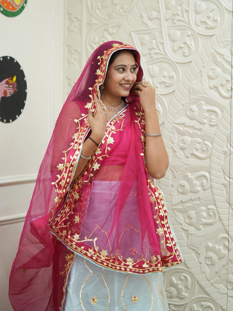 KcPc Pure Organza Bright Colour Beautiful Gotapatti Work Lehenga  BTU