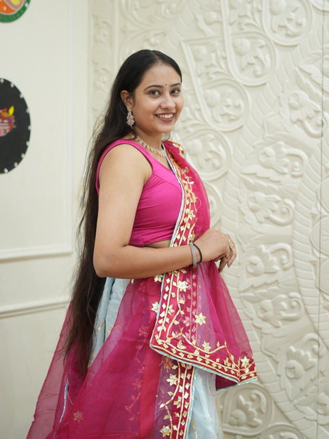 KcPc Pure Organza Bright Colour Beautiful Gotapatti Work Lehenga  BTU