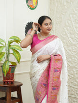 By NewLuxury Kalamkari Saree With Exquisite Cutdana Mirror Work