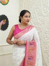 By NewLuxury Kalamkari Saree With Exquisite Cutdana Mirror Work