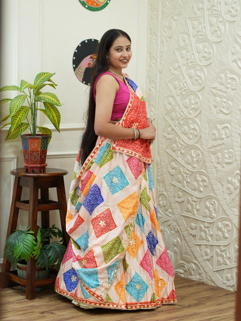 KcPc New Crepe Silk Bandhani Lehenga with Elegant Gotapatti Work Festive Wear  SFS