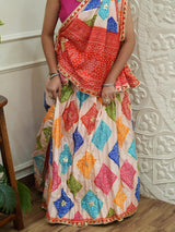 KcPc New Modal Gaji Silk Bandhani Lehenga with Elegant Gotapatti Work Festive WearSFS