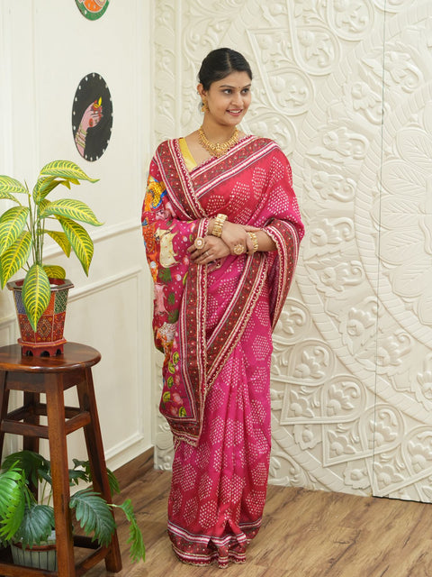 KcPc New Festive Upada Silk Saree Featuring Bandhani Pattern and Mirror Detailing  SVD