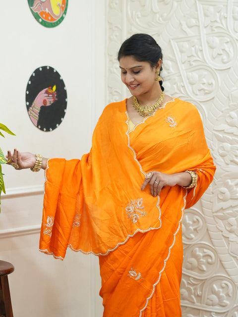 KcPc New Premium Munga Silk Festive Saree with Designer Cutdana Work AMT