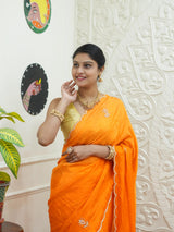 KcPc New Premium Munga Silk Festive Saree with Designer Cutdana Work AMT