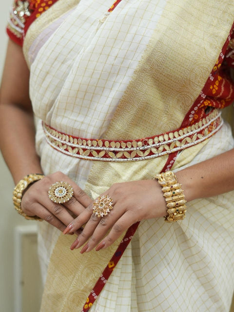 KcPc Pure Organza Gota Patti Bandhej Work Saree  satis