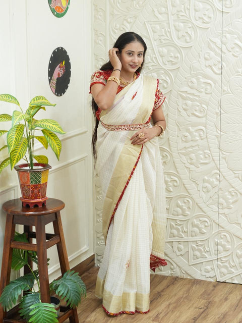 KcPc Pure Organza Gota Patti Bandhej Work Saree  satis