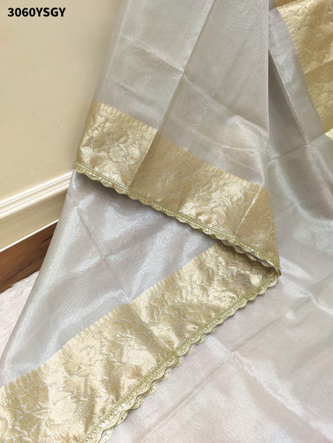 By New Shraddha Kapoor Inspired Partywear Tissue Silk Saree With Bollywood Style