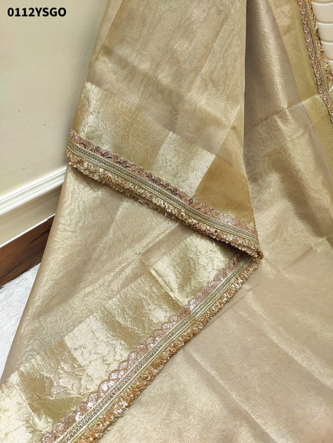 By New Elegant Tari Border Tissue Silk Saree Janhvi Kapoor Inspired Edition