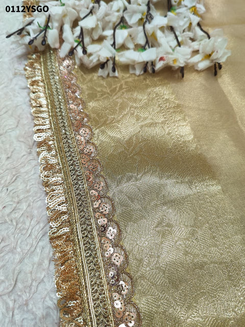 By New Elegant Tari Border Tissue Silk Saree Janhvi Kapoor Inspired Edition