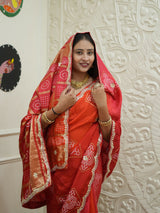 Gaji Silk Bandhani Sareewith gotapati work 