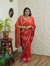 Gaji Silk Bandhani Sareewith gotapati work 