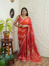 Gaji Silk Bandhani Sareewith gotapati work 