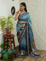 KcPc New Graceful Kalamkari Crepe Silk Saree with Intricate Cutdana Gota Patti EmbellishmentSATA