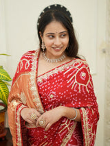 Bandhani Gaji Saree with gotapati work