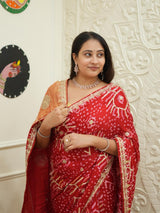 Bandhani Gaji Saree with gotapati work