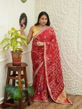 Bandhani Gaji Saree with gotapati work