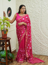 By Banarasi Style Georgette Saree With Exquisite Tari Work
