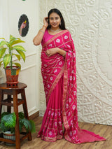 By Banarasi Style Georgette Saree With Exquisite Tari Work