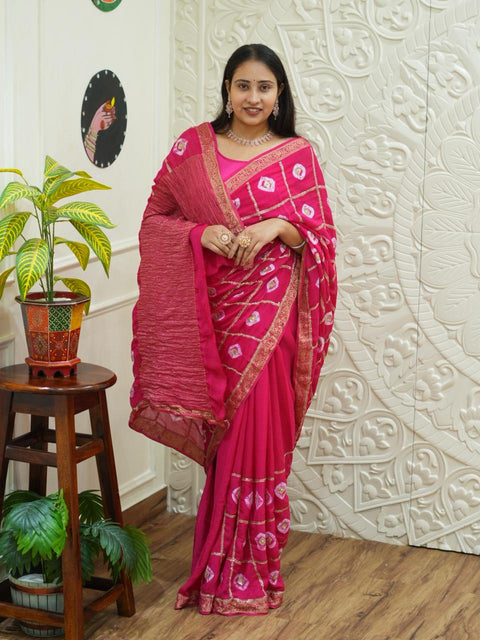 By Banarasi Style Georgette Saree With Exquisite Tari Work
