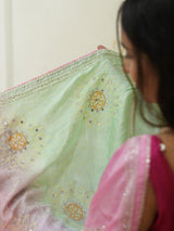By Graceful Upada Silk Saree with Bandhani Print and Cutdana Work KcPc
