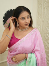 By Graceful Upada Silk Saree with Bandhani Print and Cutdana Work KcPc