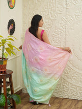 By Graceful Upada Silk Saree with Bandhani Print and Cutdana Work KcPc