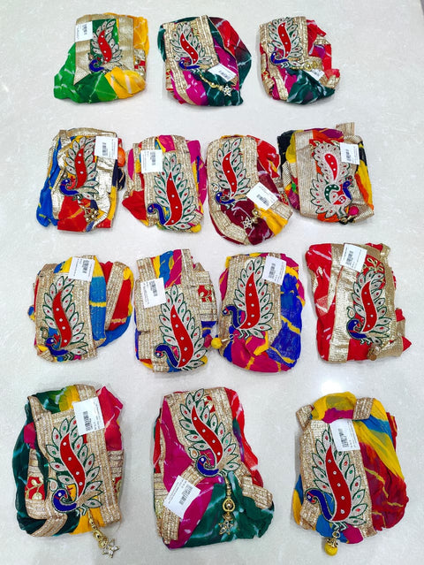 KcPc New Beautiful Chiffon Dupatta with Traditional Gota Patti Border (Set of 14 Pcs )