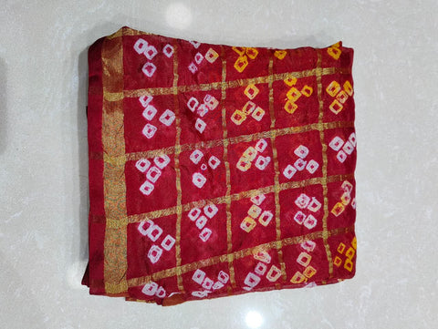 KcPc New Premium Art Silk Dupatta Bandhani Design with Rich Zari Border (Set of 14 Pcs)